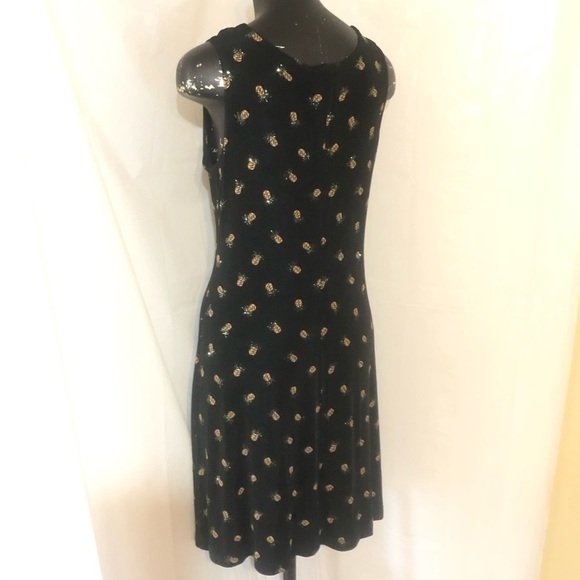 Vintage Ronni Nicole Black Sheath Dress with Sparkly Pineapple Trim - Picture 4 of 5